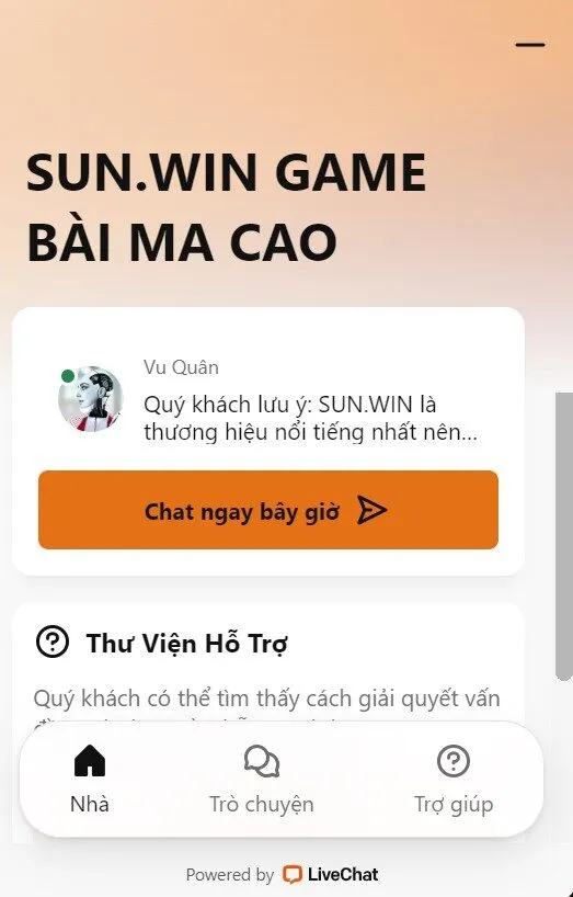 Phương thức liên hệ qua livechat